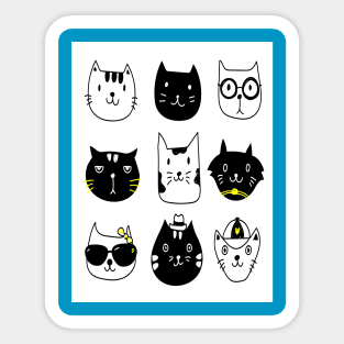 funny cat heads Sticker